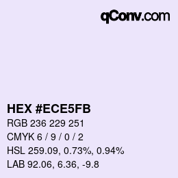 颜色代码: HEX #ECE5FB | qconv.com