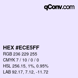 Color code: HEX #ECE5FF | qconv.com