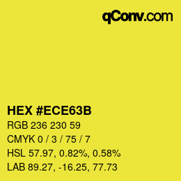 Color code: HEX #ECE63B | qconv.com