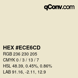 Color code: HEX #ECE6CD | qconv.com