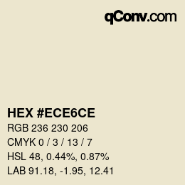 Color code: HEX #ECE6CE | qconv.com