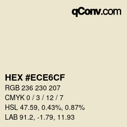 Color code: HEX #ECE6CF | qconv.com