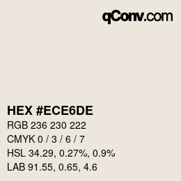 Color code: HEX #ECE6DE | qconv.com