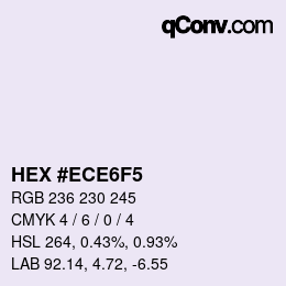 颜色代码: HEX #ECE6F5 | qconv.com