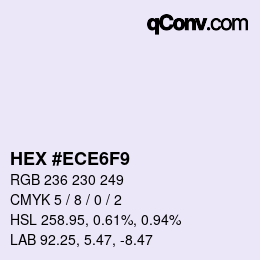 Color code: HEX #ECE6F9 | qconv.com