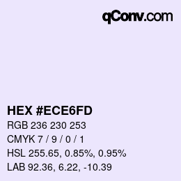 Color code: HEX #ECE6FD | qconv.com