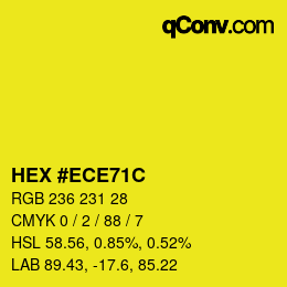 Color code: HEX #ECE71C | qconv.com
