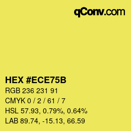 颜色代码: HEX #ECE75B | qconv.com