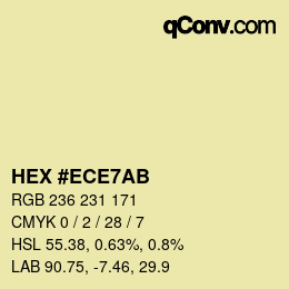 Color code: HEX #ECE7AB | qconv.com