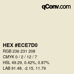 Color code: HEX #ECE7D0 | qconv.com