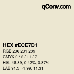 Code couleur: HEX #ECE7D1 | qconv.com