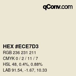 Color code: HEX #ECE7D3 | qconv.com