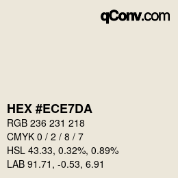 カラーコード: HEX #ECE7DA | qconv.com
