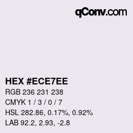 Color code: HEX #ECE7EE | qconv.com