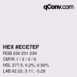 カラーコード: HEX #ECE7EF | qconv.com