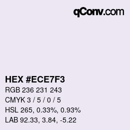 Color code: HEX #ECE7F3 | qconv.com