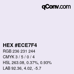 颜色代码: HEX #ECE7F4 | qconv.com