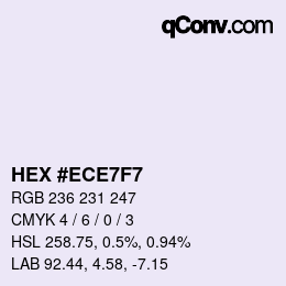 Color code: HEX #ECE7F7 | qconv.com