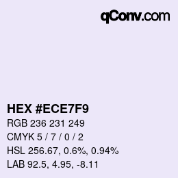 Color code: HEX #ECE7F9 | qconv.com