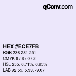 カラーコード: HEX #ECE7FB | qconv.com