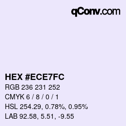 カラーコード: HEX #ECE7FC | qconv.com