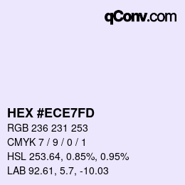 Farbcode: HEX #ECE7FD | qconv.com