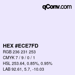 カラーコード: HEX #ECE7FD | qconv.com