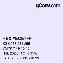 カラーコード: HEX #ECE7FF | qconv.com
