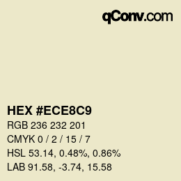 Color code: HEX #ECE8C9 | qconv.com