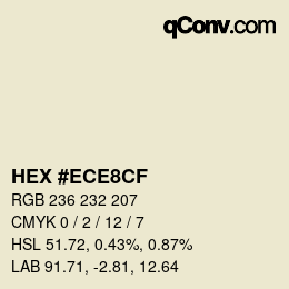 Color code: HEX #ECE8CF | qconv.com