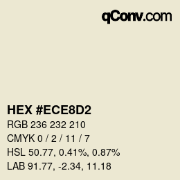 Color code: HEX #ECE8D2 | qconv.com