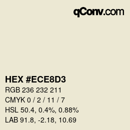 Color code: HEX #ECE8D3 | qconv.com