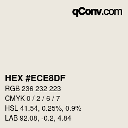 カラーコード: HEX #ECE8DF | qconv.com
