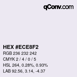 Color code: HEX #ECE8F2 | qconv.com