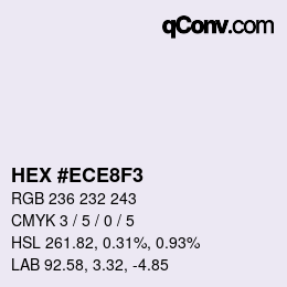 Color code: HEX #ECE8F3 | qconv.com