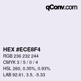 颜色代码: HEX #ECE8F4 | qconv.com