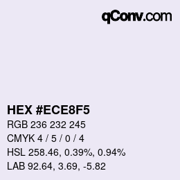 Color code: HEX #ECE8F5 | qconv.com