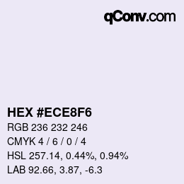 Color code: HEX #ECE8F6 | qconv.com