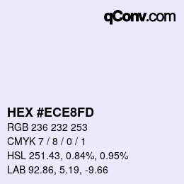 颜色代码: HEX #ECE8FD | qconv.com