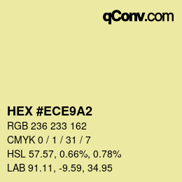 Farbcode: HEX #ECE9A2 | qconv.com
