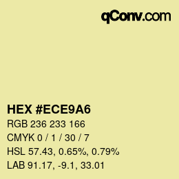 Color code: HEX #ECE9A6 | qconv.com