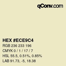 Color code: HEX #ECE9C4 | qconv.com