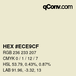カラーコード: HEX #ECE9CF | qconv.com