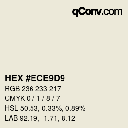 Color code: HEX #ECE9D9 | qconv.com