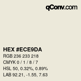 カラーコード: HEX #ECE9DA | qconv.com
