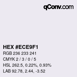 Color code: HEX #ECE9F1 | qconv.com