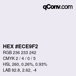 Color code: HEX #ECE9F2 | qconv.com