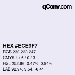Color code: HEX #ECE9F7 | qconv.com