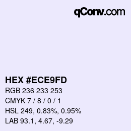 颜色代码: HEX #ECE9FD | qconv.com
