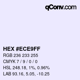 颜色代码: HEX #ECE9FF | qconv.com